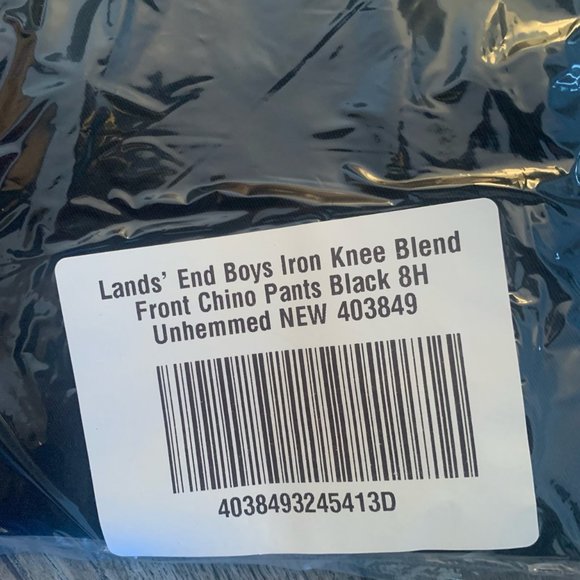 NWT LANDS' END BOYS IRON KNEE BLEND PLAIN FRONT CHINO PANTS BLACK - Picture 12 of 16